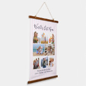 Roze gestreepte multi-fotocollage Werelds beste mo Hangend Wandkleed (Gebogen)