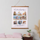 Roze gestreepte multi-fotocollage Werelds beste mo Hangend Wandkleed (Slaapkamer)