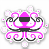 Roze gestreepte octopus laptop Sticker (Voorkant)