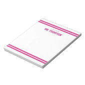 Roze Gestreepte Onderwijzer School Notitieblok (Linkerzijde)