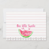 Roze gestreepte One In A Melon Foto 1e verjaardag Kaart (Achterkant)