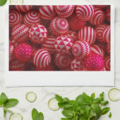 Roze gestreepte ornamenten deken theedoek (Gevouwen)