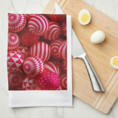 Roze gestreepte ornamenten deken theedoek (Quarter Fold)