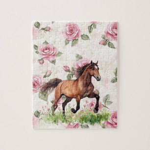 Roze Gestreepte Paarden Boog Legpuzzel