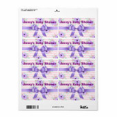 Roze gestreepte paarse bloem waterfles labels (Full Sheet)