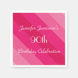 Roze gestreepte papieren servetten, 90ste verjaard servet