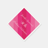 Roze gestreepte papieren servetten, 90ste verjaard servet (Hoek)