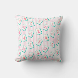 Roze gestreepte pastel Mahjong Kussen