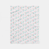 Roze gestreepte pastelkleurige Mahjong Fleece Deken (Voorkant)