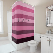 Roze Gestreepte patroonnaam op maat Douchegordijn (In situ)