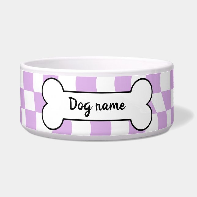 Roze Gestreepte Pet Name Bowl Voerbakje (Voorkant)