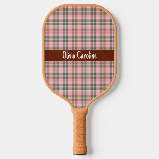 Roze gestreepte pickleball-paddles - gepersonalise pickleball paddle (Voorkant)