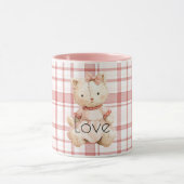 Roze Gestreepte Plaid Kat Mok (Midden)