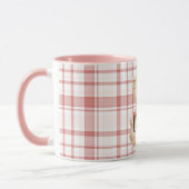 Roze Gestreepte Plaid Kat Mok (Links)