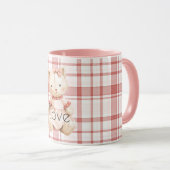 Roze Gestreepte Plaid Kat Mok (Voorkant rechts)