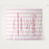 Roze Gestreepte Preppy Afstudeercongrats Wandkleed (Voorkant (horizontaal))