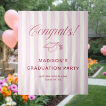 Roze Gestreepte Preppy Afstudeercongrats