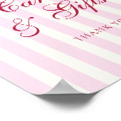 Roze Gestreepte Preppy Bruidsfeest Kaarten & Cadea Poster (Hoek)