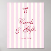 Roze Gestreepte Preppy Bruidsfeest Kaarten & Cadea Poster (Voorkant)