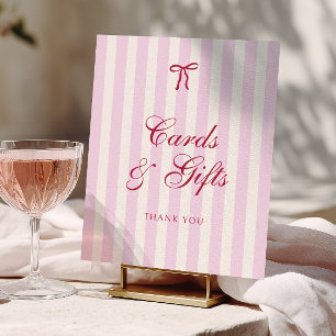 Roze Gestreepte Preppy Bruidsfeest Kaarten & Cadea Poster