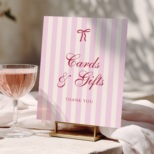 Roze Gestreepte Preppy Bruidsfeest Kaarten & Cadea Poster