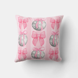 Roze gestreepte preppy coquette meisjesachtig kussen