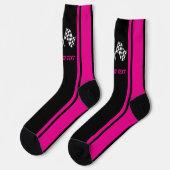 Roze gestreepte raceauto vlaggen - gepersonaliseer sokken (Links)
