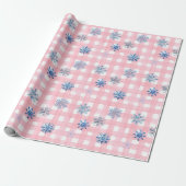 Roze Gestreepte Sneeuwvlok Cadeaupapier (Uitgerold)