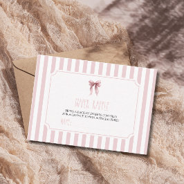 Roze gestreepte strik baby shower luier raffle informatiekaartje