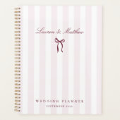 Roze gestreepte strik bruiloftsplanner planner (Voorkant)
