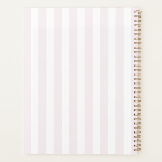 Roze gestreepte strik bruiloftsplanner planner (Achterkant)