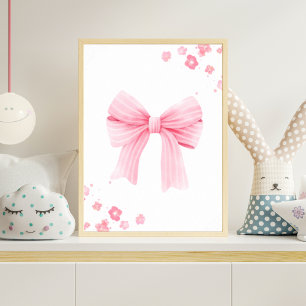 Roze gestreepte strik kinderkamer muur kunst baby  poster