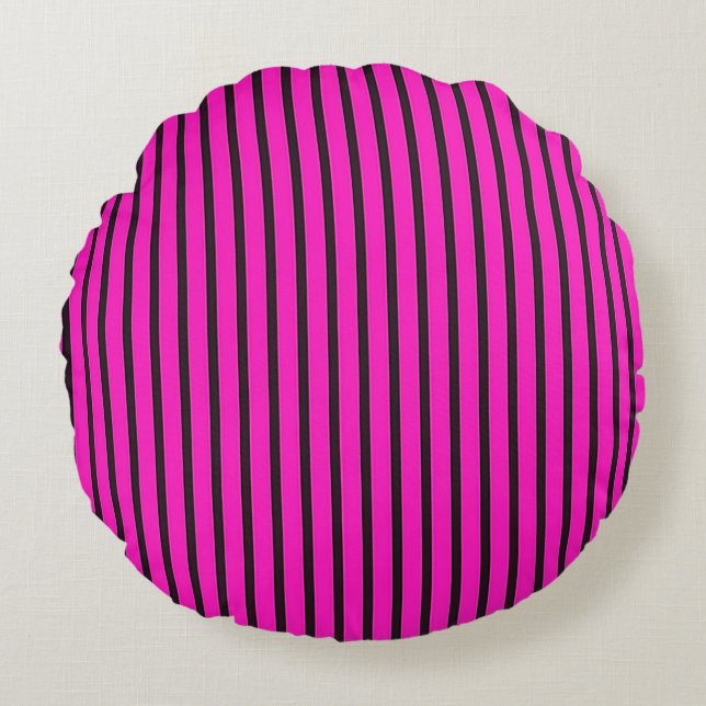 Roze gestreepte textuur rond kussen (Voorkant)
