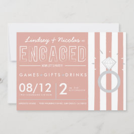 Roze gestreepte verlovingsfeest uitnodiging