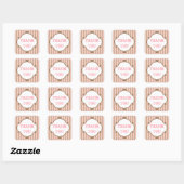 Roze gestreepte Vintage Thank You Stickers (Vel)