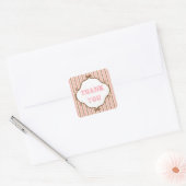 Roze gestreepte Vintage Thank You Stickers (Envelop)