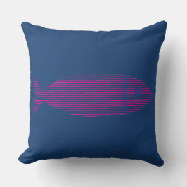 Roze gestreepte vis Navy Blue Kust Worp Kussen