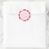 Roze gestreepte watermeloen verjaardag ronde sticker (Tas)