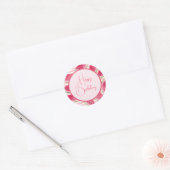 Roze gestreepte watermeloen verjaardag ronde sticker (Envelop)