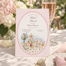 Roze gestreepte waterverf theebridal brunch