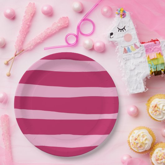 Roze gestreepte wegwerp partij papier Bord (Feest)