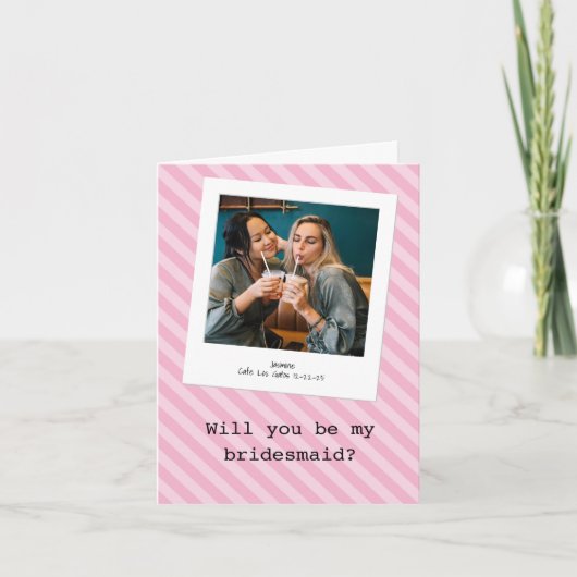 Roze gestreepte "Wil je mijn bruidsmeisje zijn?" f (Voorkant)