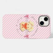 Roze gestreepte zachte Bunny iPhone 14 hoesje (Achterkant (horizontaal))
