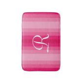 Roze gestremde monogrammen van de Push Bath Mat (Voorkant Verticaal)