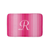 Roze gestremde monogrammen van de Push Bath Mat (Voorkant)