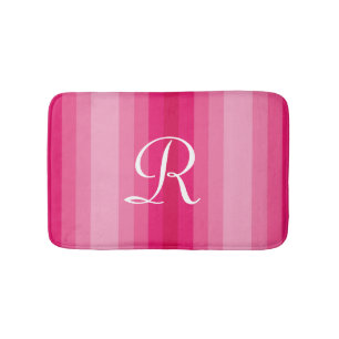 Roze gestremde monogrammen van de Push Bath Mat