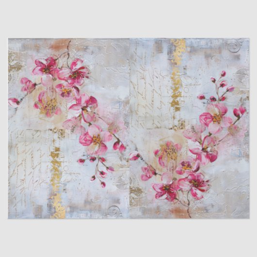 roze gestresste kersenbloesems tissuepapier (Voorkant)