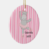 Roze gestripte Hippo Ballerina kerstversiering Keramisch Ornament (Rechts)
