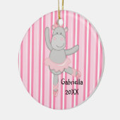 Roze gestripte Hippo Ballerina kerstversiering Keramisch Ornament (Links)