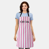 Roze gestripte Uff Da All-Over Print Apron Schort (Gedragen)
